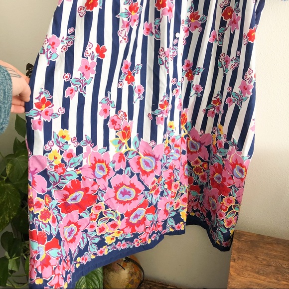 VINTAGE striped floral snap front mumu dress - Picture 3 of 8